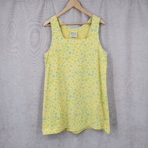 Fresh Produce Vintage Cotton Yellow Floral Tank Top Cottagecore Girlhoodcore